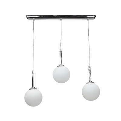  Κρεμαστό φωτιστικό από χρώμιο μέταλλο και λευκή οπαλίνα 3XG9 D:60cm (4515-3 ΡΑΓΑ)