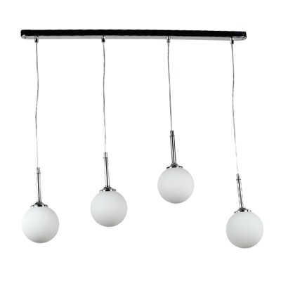  Κρεμαστό φωτιστικό από χρώμιο μέταλλο και λευκή οπαλίνα 4XG9 D:80cm (4515-4 ΡΑΓΑ)