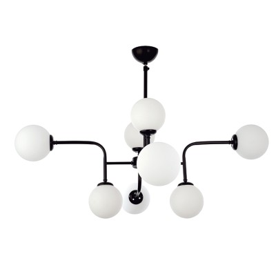  Κρεμαστό φωτιστικό από  μέταλλο και λευκή οπαλίνα 8Φ