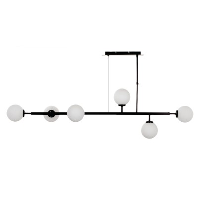  Κρεμαστό φωτιστικό από  μέταλλο και λευκή οπαλίνα  6Φ