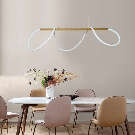  Κρεμαστό φωτιστικό LED 60W 3000K από χρυσαφί μέταλλο και σωλήνα σιλικόνης D:110cm (6019-GL)