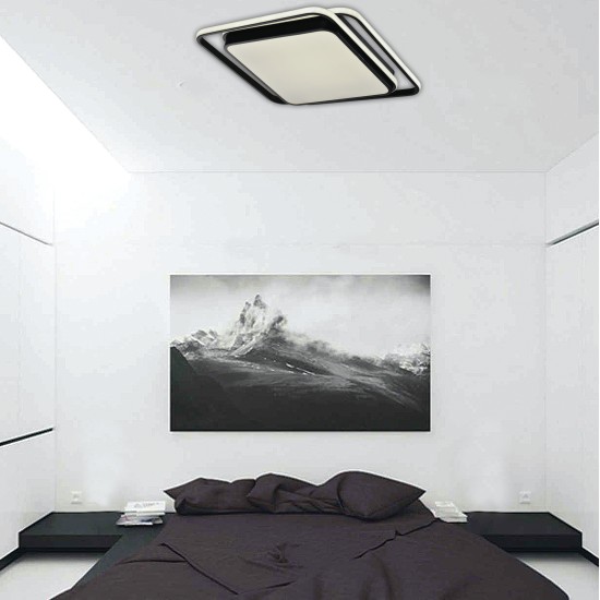Πλαφονιέρα οροφής LED 60W 4000K από αλουμίνιο σε μαύρη απόχρωση D:43cm (42171-Μαύρο)