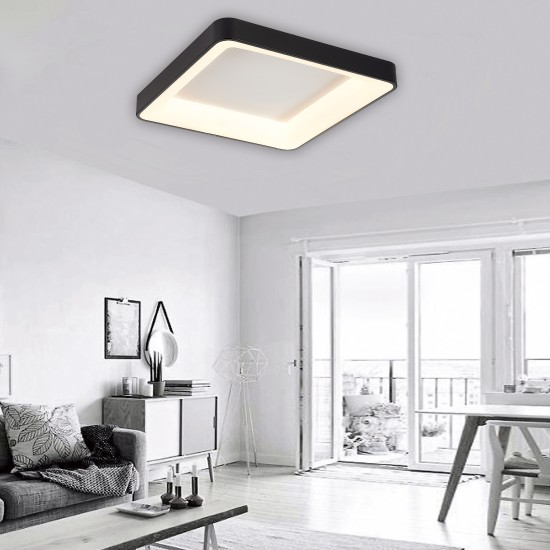  Πλαφονιέρα οροφής LED 48W 4000K από μαύρο μέταλλο και ακρυλικό D:48cm (42173-Β)