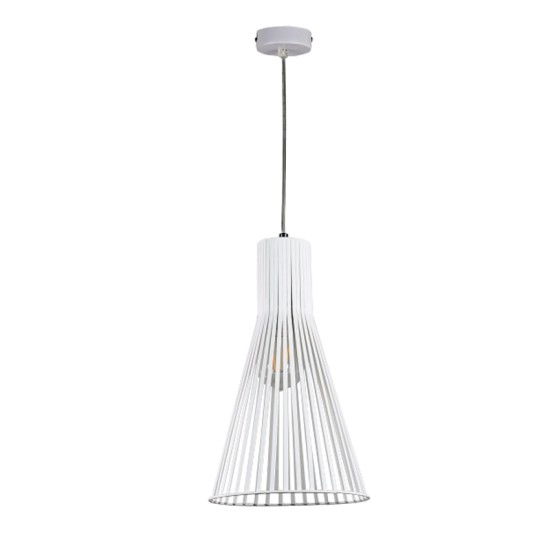  Κρεμαστό φωτιστικό από λευκό μέταλλο 1XE27 D:23cm (4347-Β-WH)