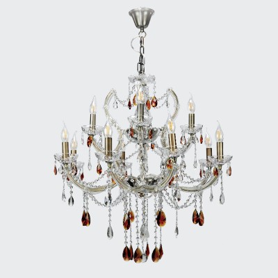 Κρεμαστό φωτιστικό οξυντέ γυαλί & κρύσταλλα 12Φ 