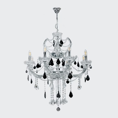 Κρεμαστό φωτιστικό Χρώμιο γυαλί & κρύσταλλα 8Φ 