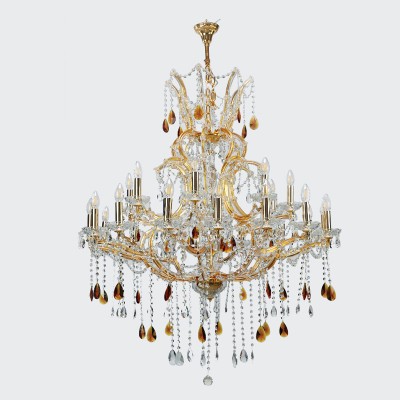 Κρεμαστό φωτιστικό Χρυσό γυαλί & κρύσταλλα 27Φ 