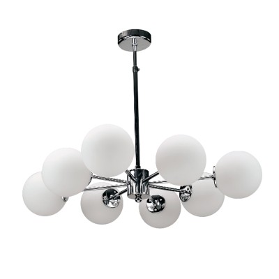 Φωτιστικό Οροφής Χρώμιο με Λευκή Οπαλίνα 8Φ