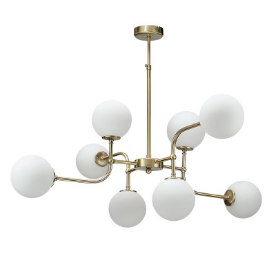 Κρεμαστό φωτιστικό χρυσαφί και λευκες οπαλίνες 8Φ