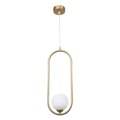 Κρεμαστό φωτιστικό σε χρυσαφί χρώμα και λευκή οπαλίνα 1XG9 D:40cm (4022-GL) Κρεμαστό φωτιστικό σε χρυσαφί χρώμα και λευκή οπαλίνα 1XG9 D:40cm (4022-GL)