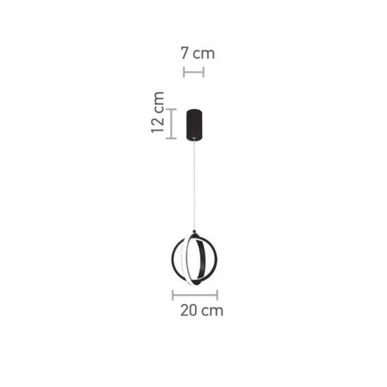 Κρεμαστό φωτιστικό LED 16W 3000K σε μαύρη απόχρωση D:20cm (6057-BL)