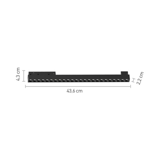 Φωτιστικό LED 24W 3000K για μαγνητική ράγα σε μαύρη απόχρωση D:43,6cmX4,3cm (T01501-BL)