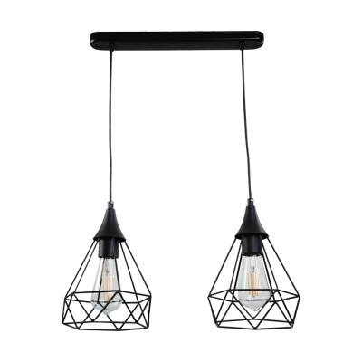  Κρεμαστό φωτιστικό από μαύρο μέταλλο 2XE27 D:40cm (4024-2-BL-RAIL)