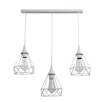  Κρεμαστό φωτιστικό από λευκό μέταλλο 3XE27 D:60cm (4024-3-WH-RAIL)