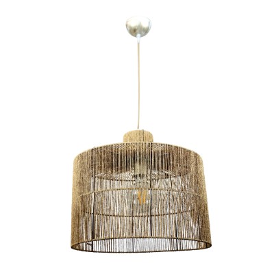  Κρεμαστό φωτιστικό καφέ από σχοινί 1XE27 D:40cm (4030)