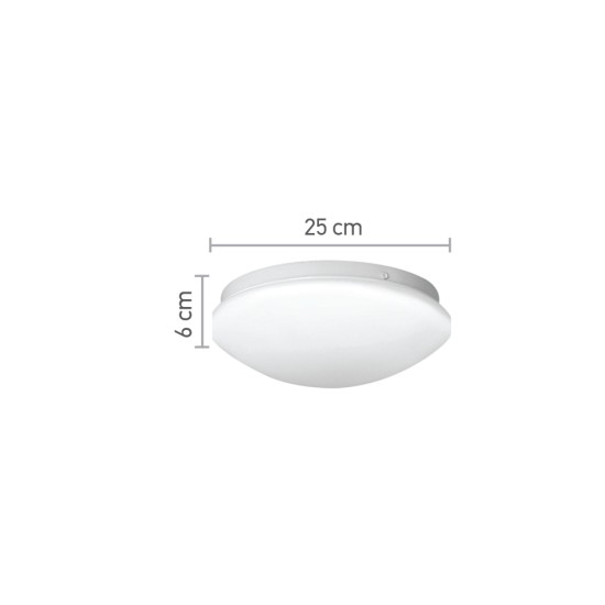  Πλαφονιέρα οροφής LED 12W 3000K από ακρυλικό και μεταλλική βάση D:25cm (42015)
