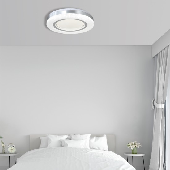  Πλαφονιέρα οροφής LED 54W 3CCT από λευκό και ασημί ακρυλικό D:40cm (42016-B)