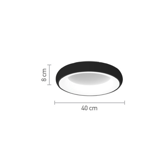  Πλαφονιέρα οροφής LED 54W 3CCT από μαύρο και λευκό ακρυλικό D:40cm (42020-B-Bla