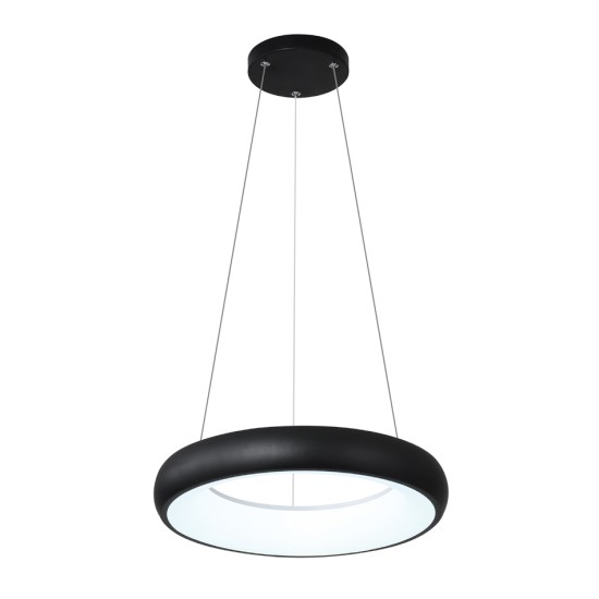  Κρεμαστό φωτιστικό LED 110W 3CCT από μαύρο και λευκό ακρυλικό D:60cm (42023-Α-Black)