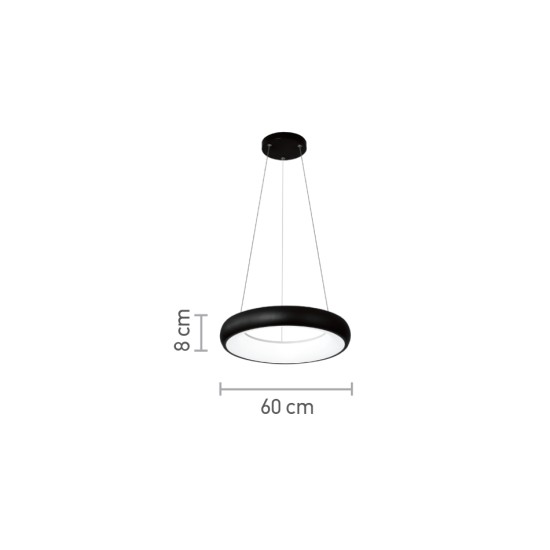  Κρεμαστό φωτιστικό LED 110W 3CCT από μαύρο και λευκό ακρυλικό D:60cm (42023-Α-Black)