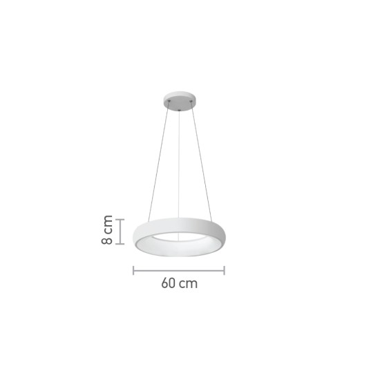  Κρεμαστό φωτιστικό LED 110W 3CCT από λευκό ακρυλικό D:60cm (42023-A-White)