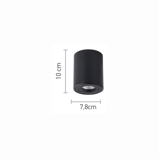  Φωτιστικό οροφής από μαύρο μέταλλο 1XGu10 D:7,8cm (42025-BL)