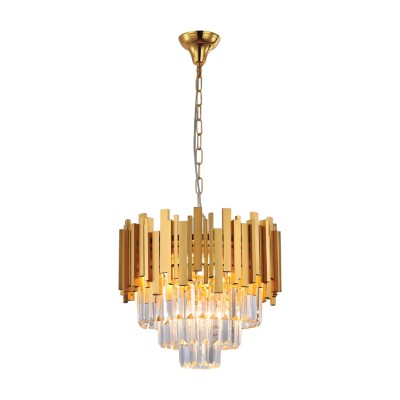 Κρεμαστό φωτιστικό από χρυσαφί αλουμίνιο και κρύσταλλα 4XE14 D:40cm (6068-4)  Κρεμαστό φωτιστικό από χρυσαφί αλουμίνιο και κρύσταλλα 4XE14 D:40cm (6068-4)