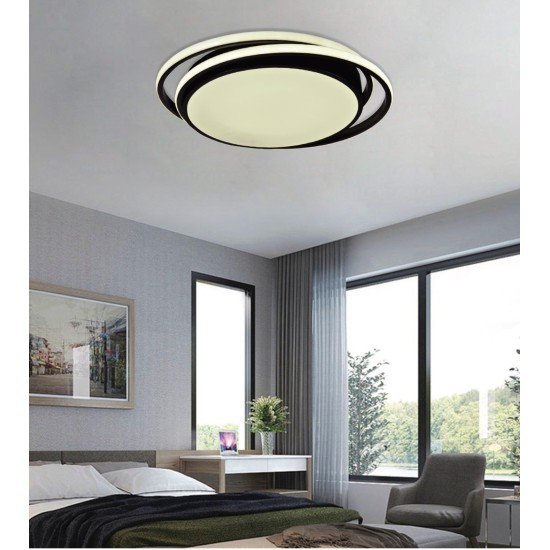 Πλαφονιέρα οροφής LED 60W 4000K από αλουμίνιο σε μαύρη απόχρωση D:43cm (42172-Μαύρο)