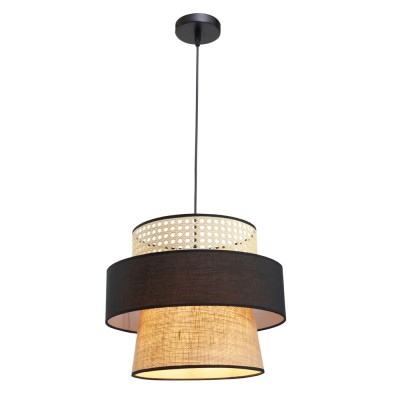  Μονόφωτο καπέλο ψάθα-ύφασμα 1XE27 D:30cmX25cm (4044)