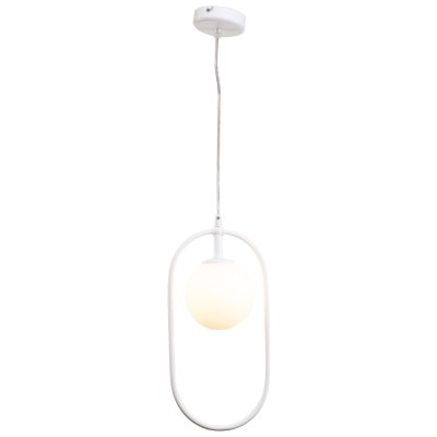  Κρεμαστό φωτιστικό σε λευκή απόχρωση και λευκή οπαλίνα 1XG9 D:40cm (4050-WH)