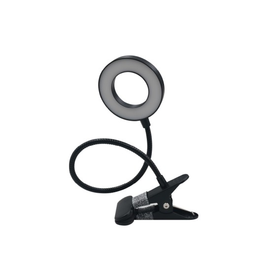Φωτιστικό για διάβασμα LED 7W 3CCT (by switch) με κλίπ σε μαύρο χρώμα D:38cm (3044-BL)