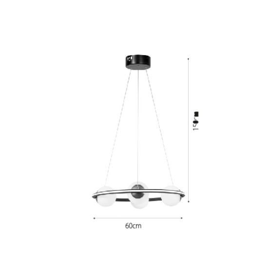 Κρεμαστό φωτιστικό LED 36W 3000K και 4XG9 σε μαύρο χρώμα D:150cm (6088-BL)