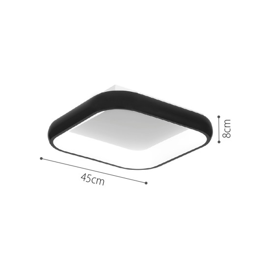 Πλαφονιέρα οροφής LED 78W 3CCT από μαύρο μέταλλο και λευκό ακρυλικό D:45cm (42030-Black)