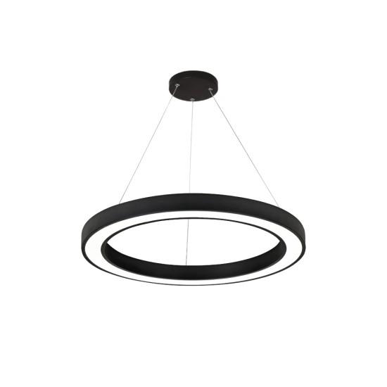 Κρεμαστό φωτιστικό LED 88W 3CCT (by switch on base) σε μαύρη απόχρωση D:80cm (6073-80-BL)