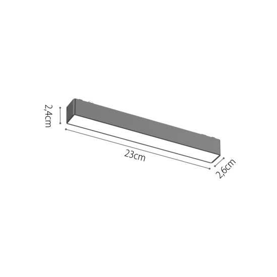 Σποτ LED 10W 3000K για Ultra-Thin μαγνητική ράγα σε λευκή απόχρωση D:23cmX2,4cm (T03001-WH)
