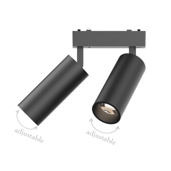 Σποτ LED 2x9W 3000K για Ultra-Thin μαγνητική ράγα σε μαύρη απόχρωση D:16cmX4,4cm (T03801-BL)
