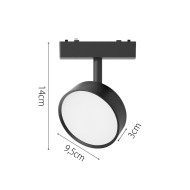 Σποτ LED 9W 3000K για Ultra-Thin μαγνητική ράγα σε μαύρη απόχρωση D:9,5x14cm (T03901-BL)