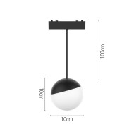 Σποτ LED 6W 3000K για Ultra-Thin μαγνητική ράγα σε μαύρη απόχρωση D:10cm (T04301-BL)