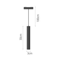 Σποτ LED 6W 3000K για Ultra-Thin μαγνητική ράγα σε μαύρη απόχρωση D:3x30cm (T04401-BL)