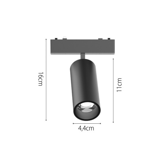 Σποτ LED 9W 3000K για Ultra-Thin μαγνητική ράγα σε μαύρη απόχρωση D:16cmX4,4cm (T03701-BL)