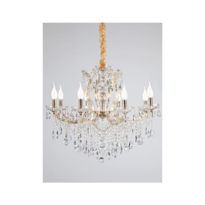 Κρεμαστό φωτιστικό από χρυσό μέταλλο γυαλί και κρύσταλλα 8XE14 D:80cm (5244-8-Χρυσό) Κρεμαστό φωτιστικό από χρυσό μέταλλο γυαλί και κρύσταλλα 8XE14 D:80cm (5244-8-Χρυσό)