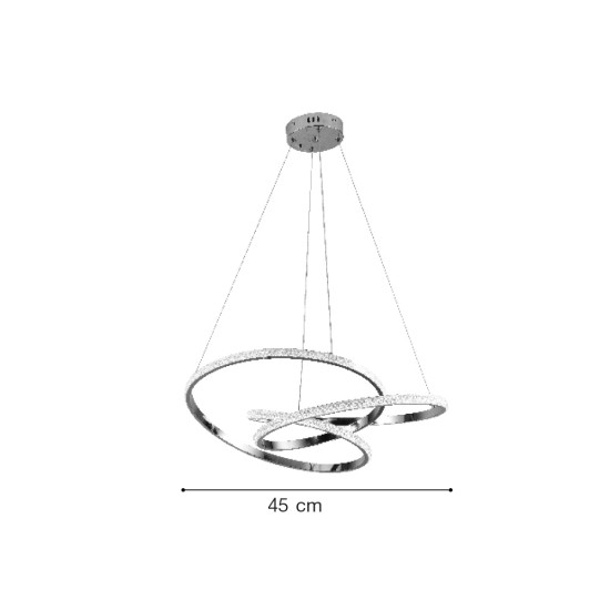 Κρεμαστό φωτιστικό LED 40W 3CCT (by switch on base) σε χρώμιο D:45cm (6092-B-Chrome)