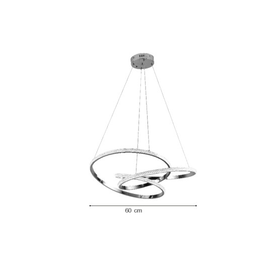 Κρεμαστό φωτιστικό LED 58W 3CCT (by switch on base) σε χρώμιο D:60cm (6092-A-Chrome)
