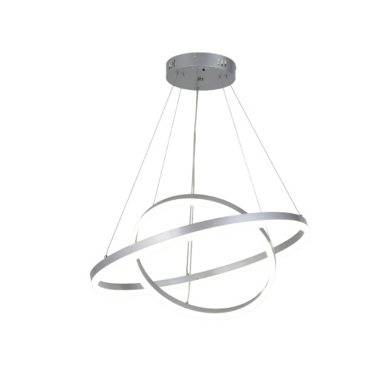 Κρεμαστό φωτιστικό LED 58W 3CCT (by switch on base) D:60cm (6095-B-Silver)