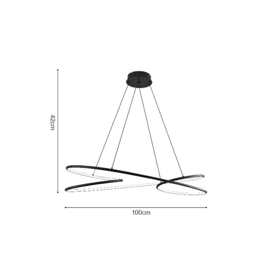Κρεμαστό φωτιστικό LED 72W 3CCT σε μαύρο χρώμα D:42cm (6106-Black)