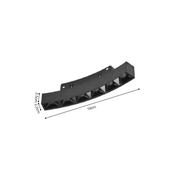 Γραμμικό φωτιστικό LED 6W 3CCT για Curved μαγνητική ράγα μαύρο D:19x2,2x2,5cm (TMC0031-Black)