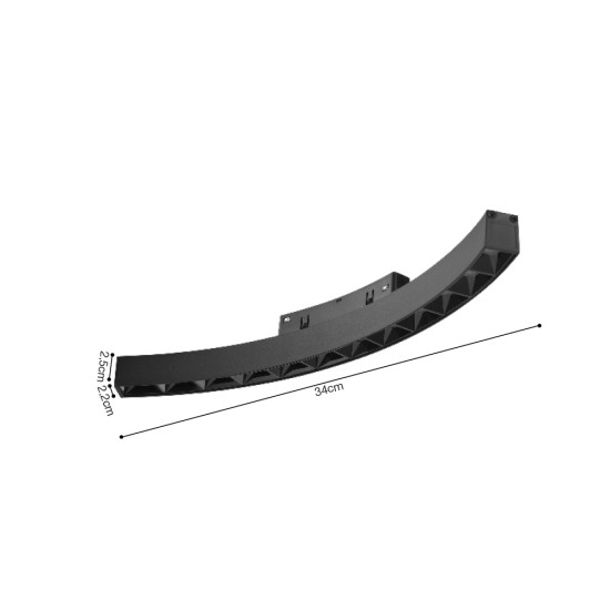 Γραμμικό φωτιστικό LED 12W 3CCT για Curved μαγνητική ράγα μαύρο D:34x2,2x2,5cm (TMC0041-Black)