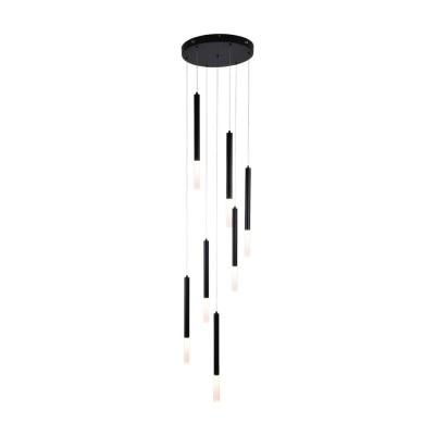 Κρεμαστό φωτιστικό LED 7* 5W 3000K από μαύρο μέταλλο D:40X200cm (4066-7-Black)