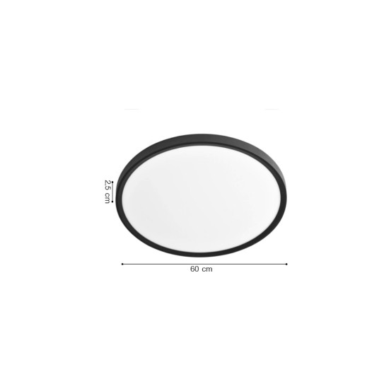 Πλαφονιέρα οροφής LED 50W 3CCT (by switch on base) σε μαύρη απόχρωση D:60x2,5cm (42036-A-Black)
