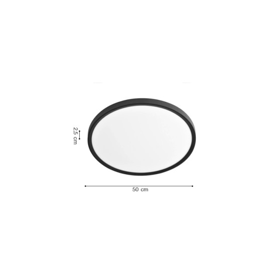 Πλαφονιέρα οροφής LED 40W 3CCT (by switch on base) σε μαύρη απόχρωση D:50x2,5cm (42036-B-Black)